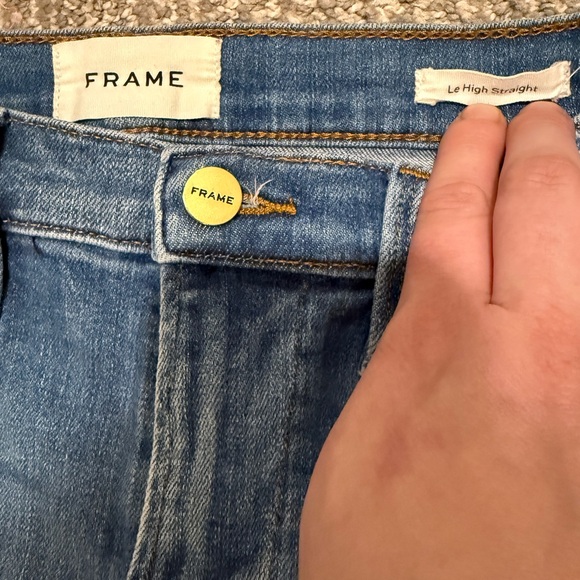 FRAME Le High Straight Jeans Women’s 26 Distressed Raw Hem Medium Wash - Picture 2 of 4